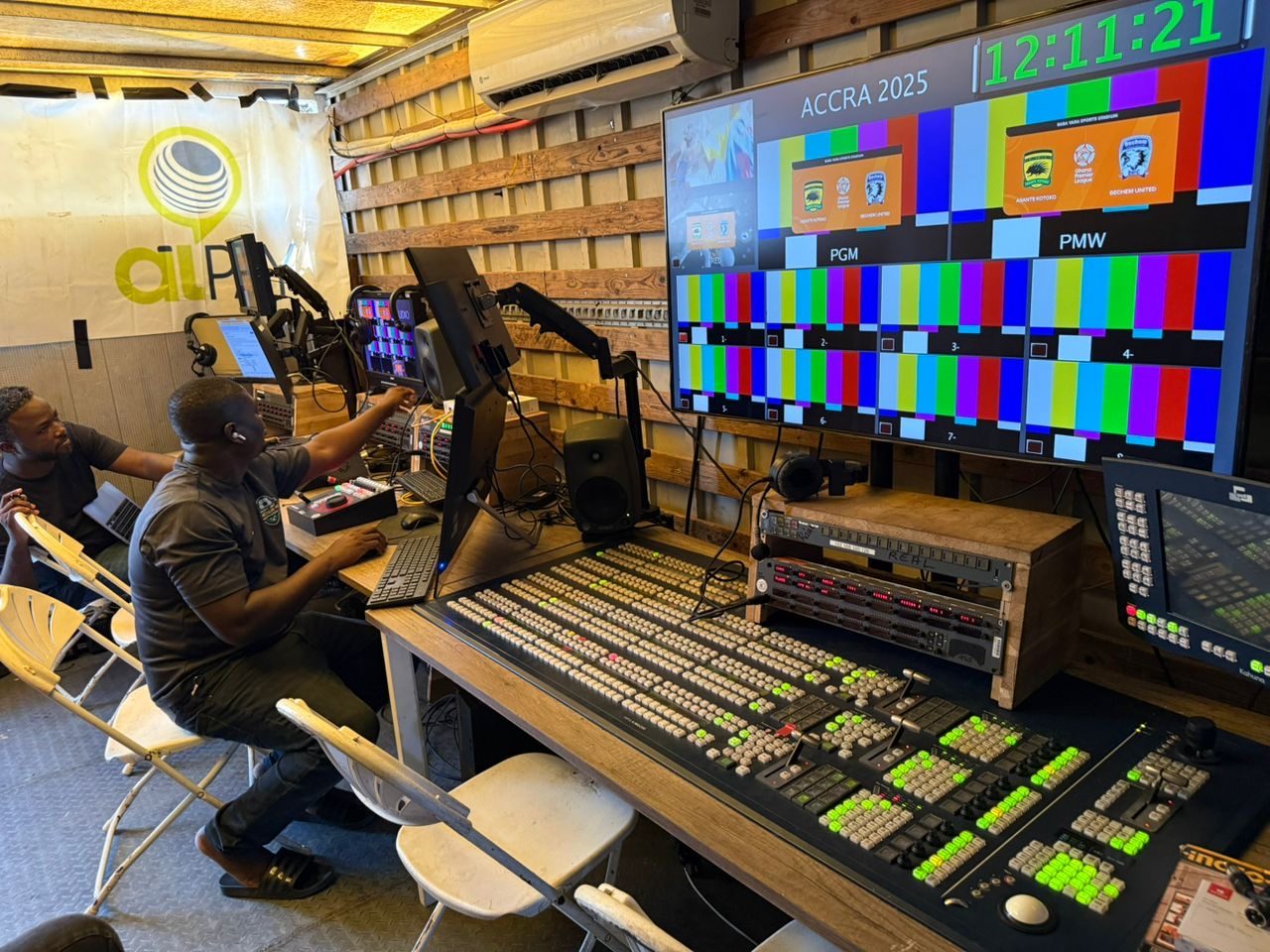 APL operator at a vision mixing desk during a live broadcast